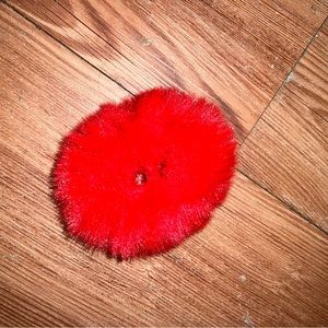 red fluffy scrunchie